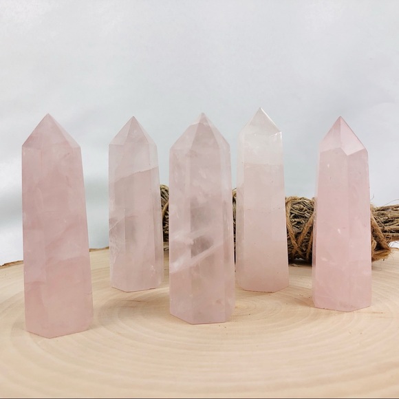 Rose Quartz Stone Healing Crystal Pyramid Tower Wand Point Obelisk Rock - Picture 5 of 10